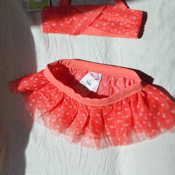 Girls 2 piece bathing suit Coral polka-dot - Picture 4 of 5